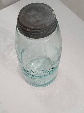 Mason Aqua-Tinted Glass Jar with Metal Screw Lid